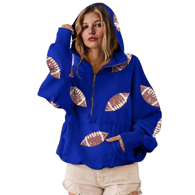 ‘Glam Kickoff’ Long Sleeve Zip Hoodie - Image 9
