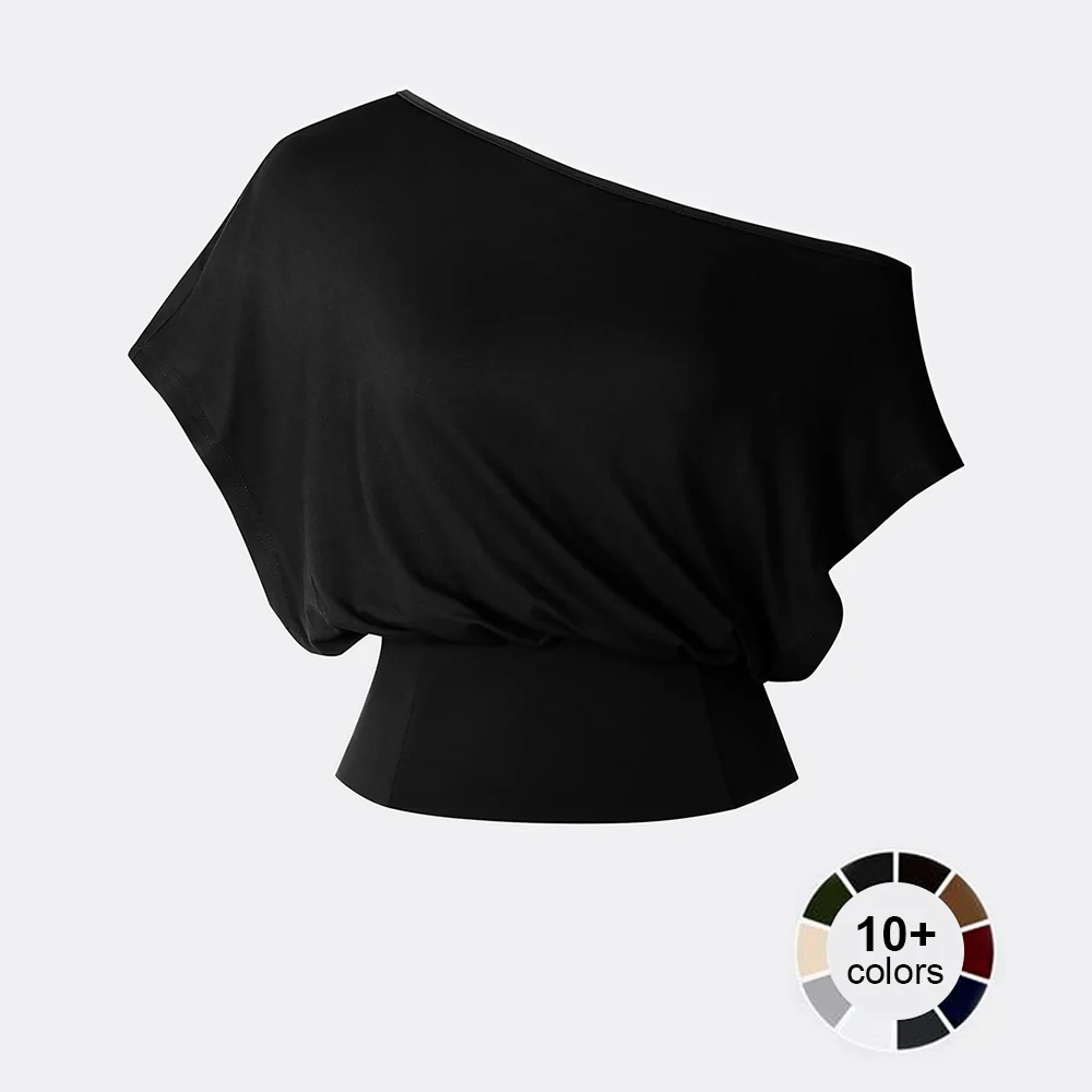 One Shoulder Casual Fashion Tee - Image 11