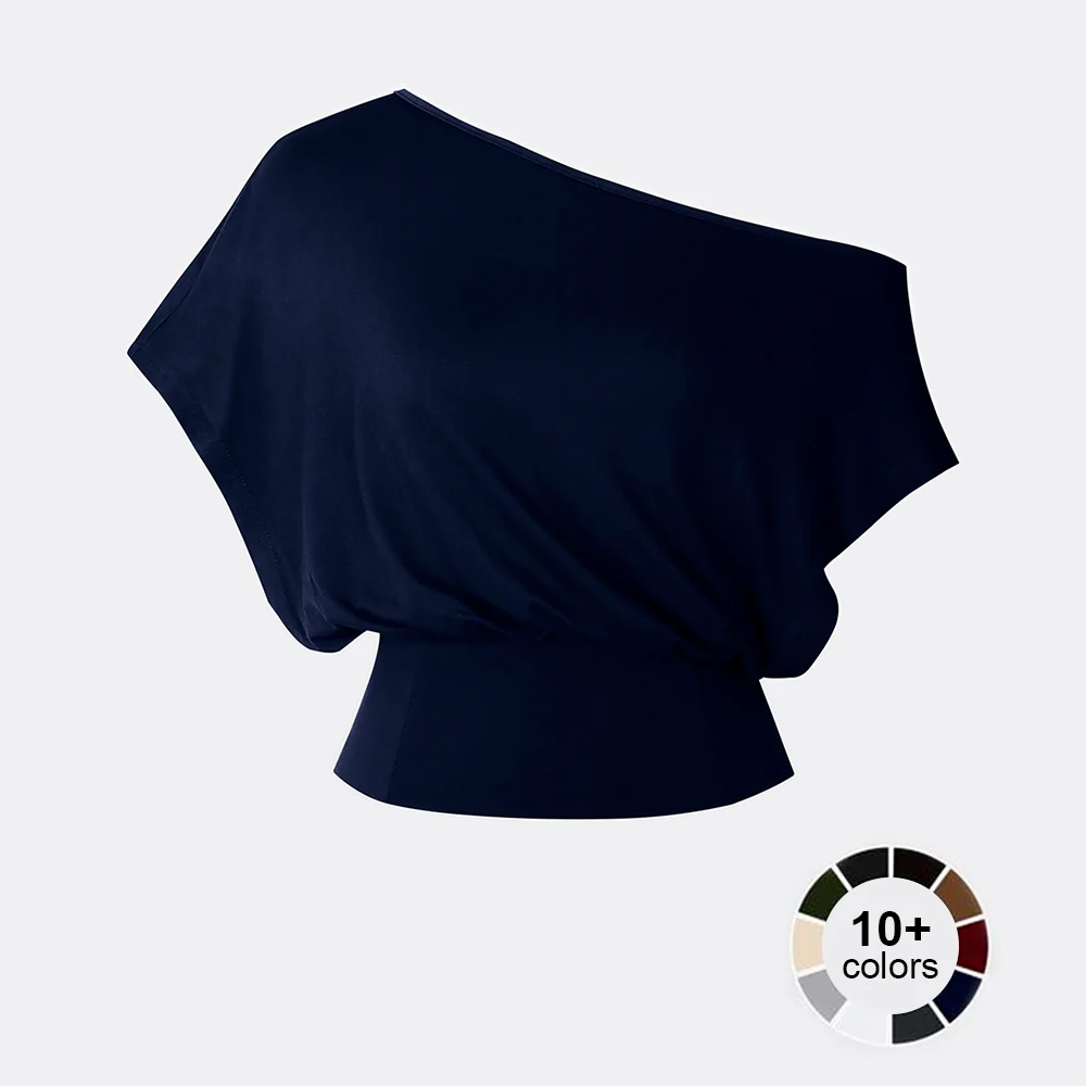 One Shoulder Casual Fashion Tee - Image 14