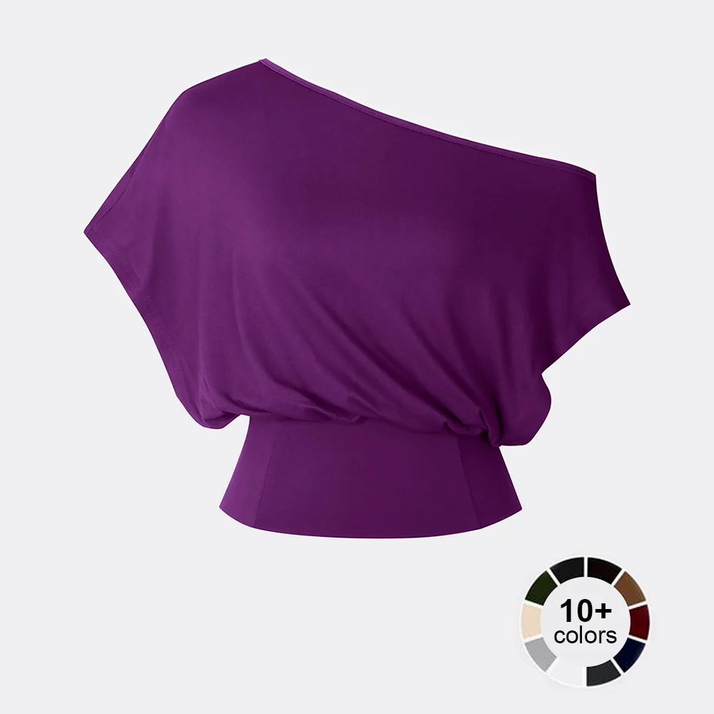 One Shoulder Casual Fashion Tee - Image 17