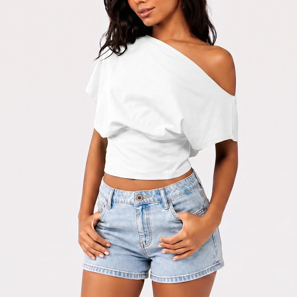 One Shoulder Casual Fashion Tee - Image 8