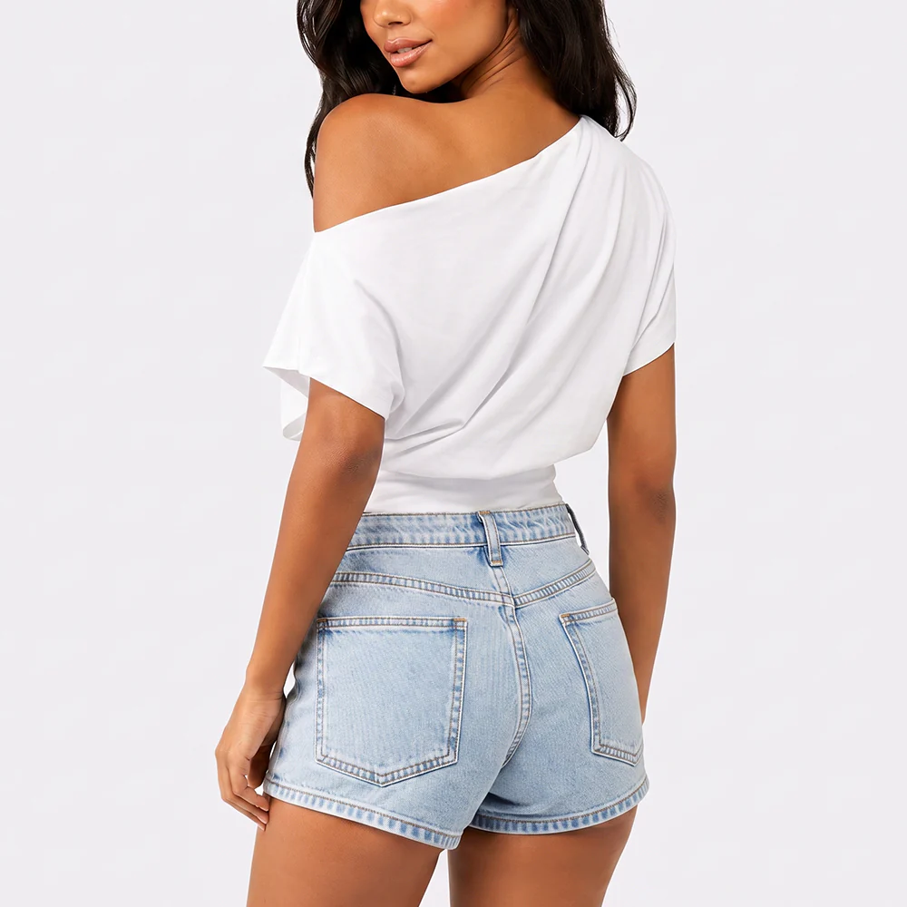 One Shoulder Casual Fashion Tee - Image 9