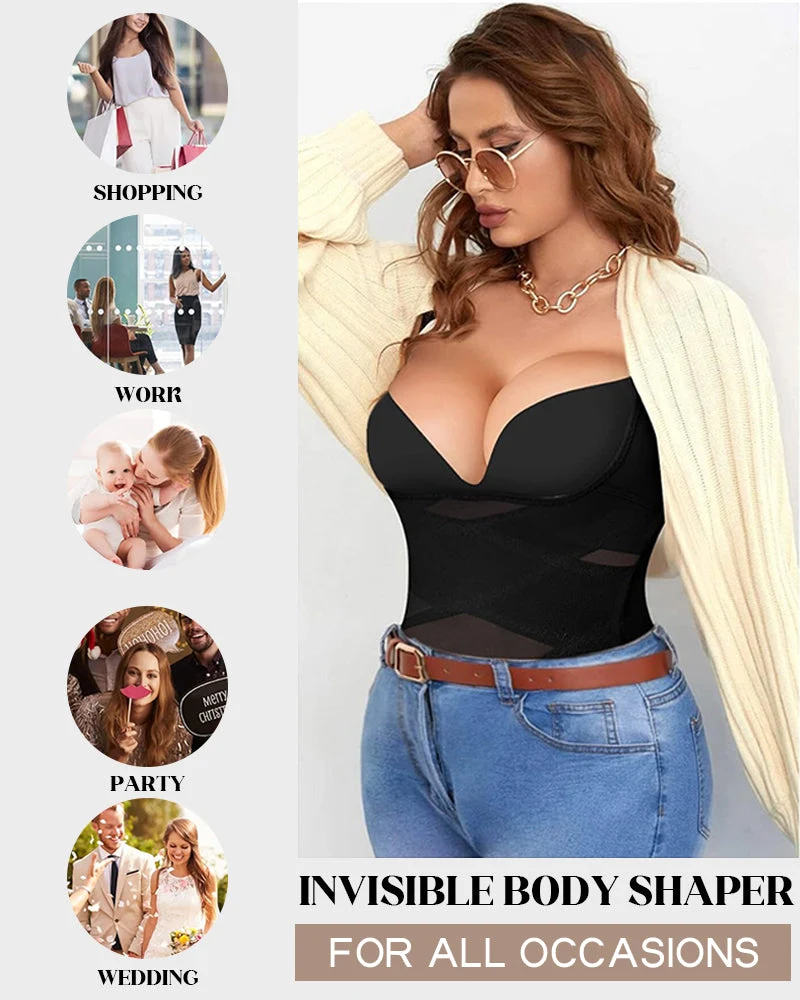 Open Bust Cross Compression Body Shaper - Image 11