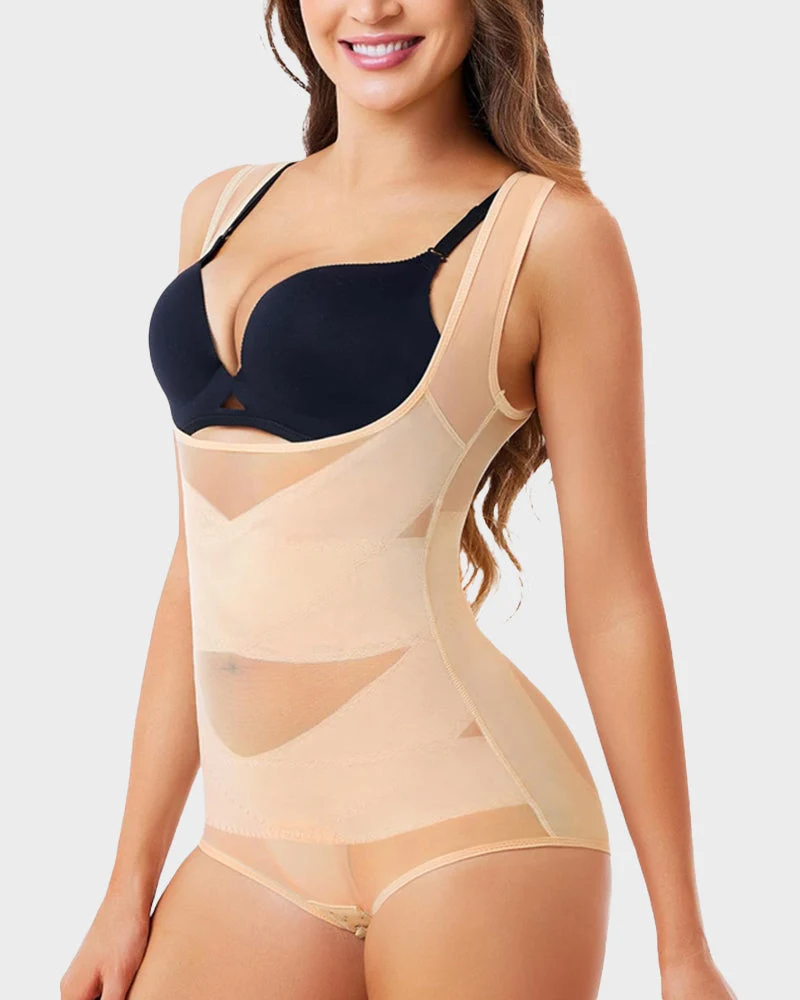 Open Bust Cross Compression Body Shaper - Image 13