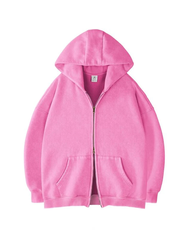 Oversized Unisex Acid Wash Zip Hoodie - Image 5