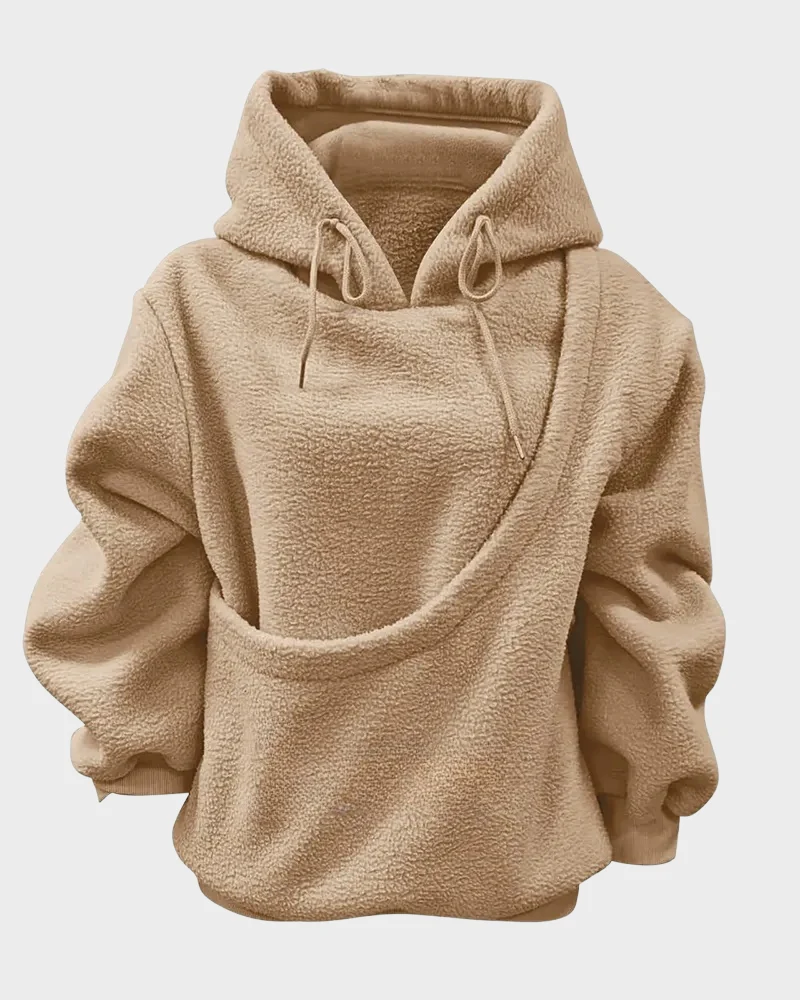 Women's Pet Pocket Hoodie Oversized Plush Carrier Pullover - Image 6