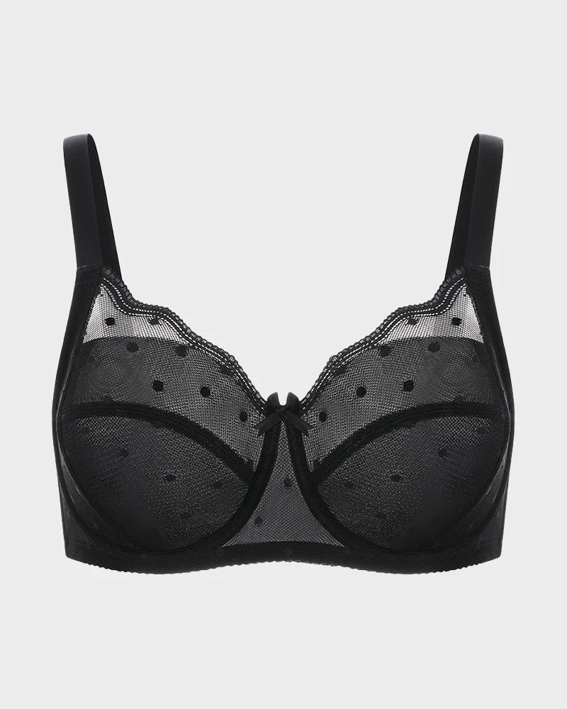 Polka Dot Lace Full-Coverage Minimizer Bra - Image 11