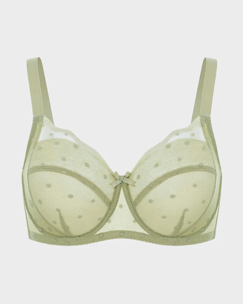 Polka Dot Lace Full-Coverage Minimizer Bra - Image 12