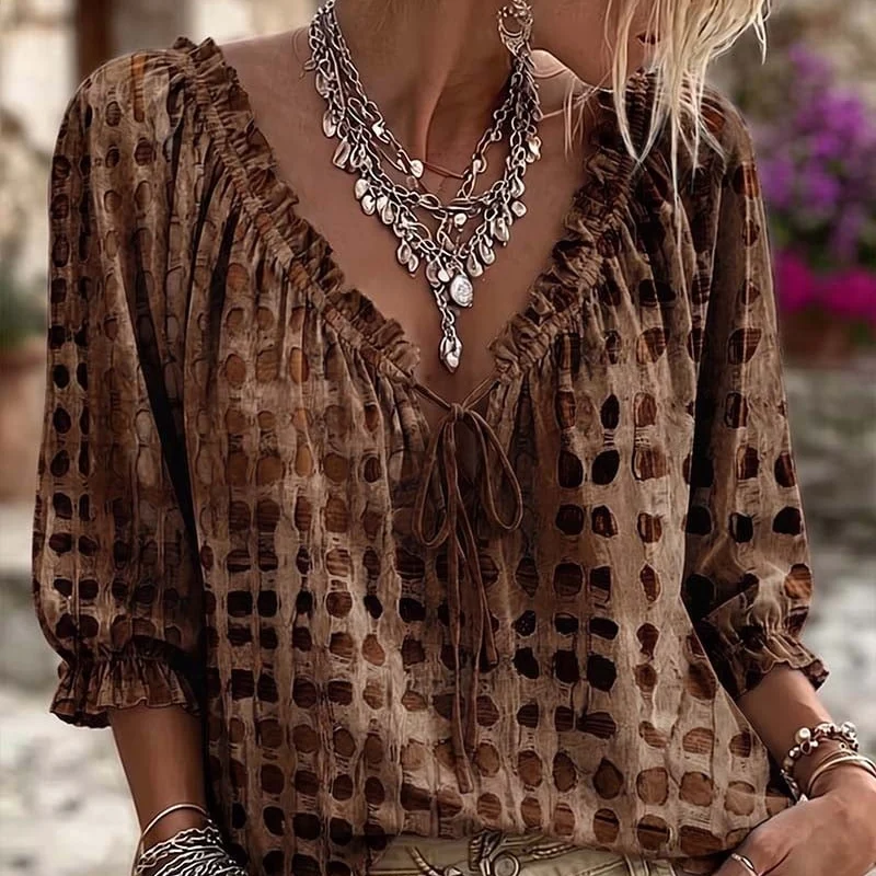 Polka Dot Lace Up Blouse - Image 13