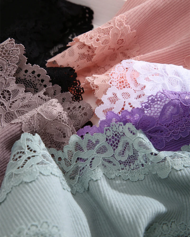 Ribbed Cotton Lace Mid-Rise Panty(9 pack） - Image 16
