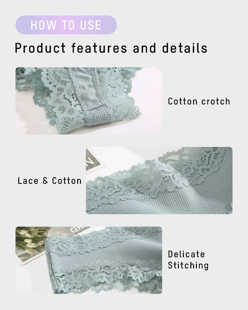 Ribbed Cotton Lace Mid-Rise Panty(9 pack） - Image 19