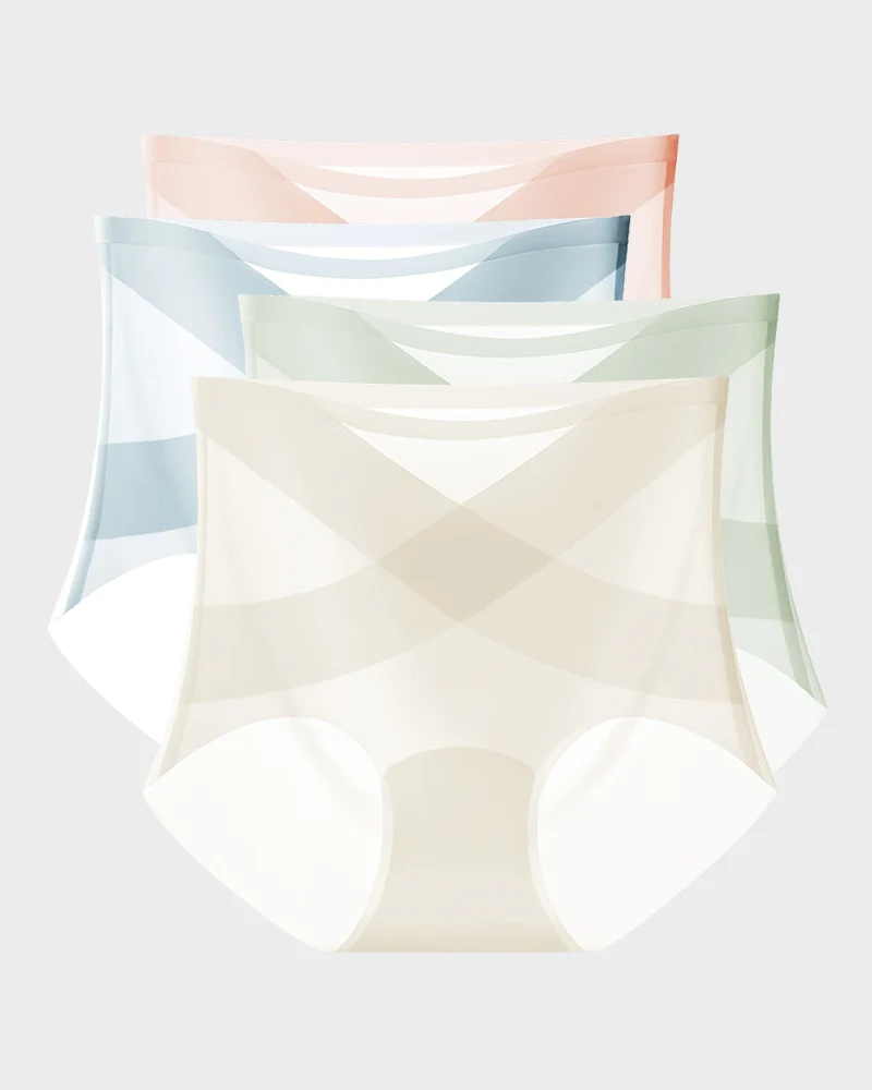 Seamless Ice-Silk High-Waist Tummy Control Panties (4 Pack) - Image 15