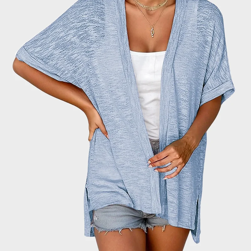 Short-sleeved casual solid coat - Image 12