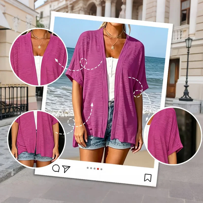 Short-sleeved casual solid coat - Image 2