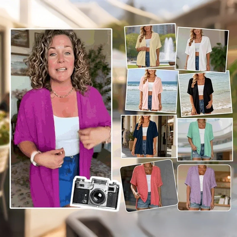 Short-sleeved casual solid coat - Image 3