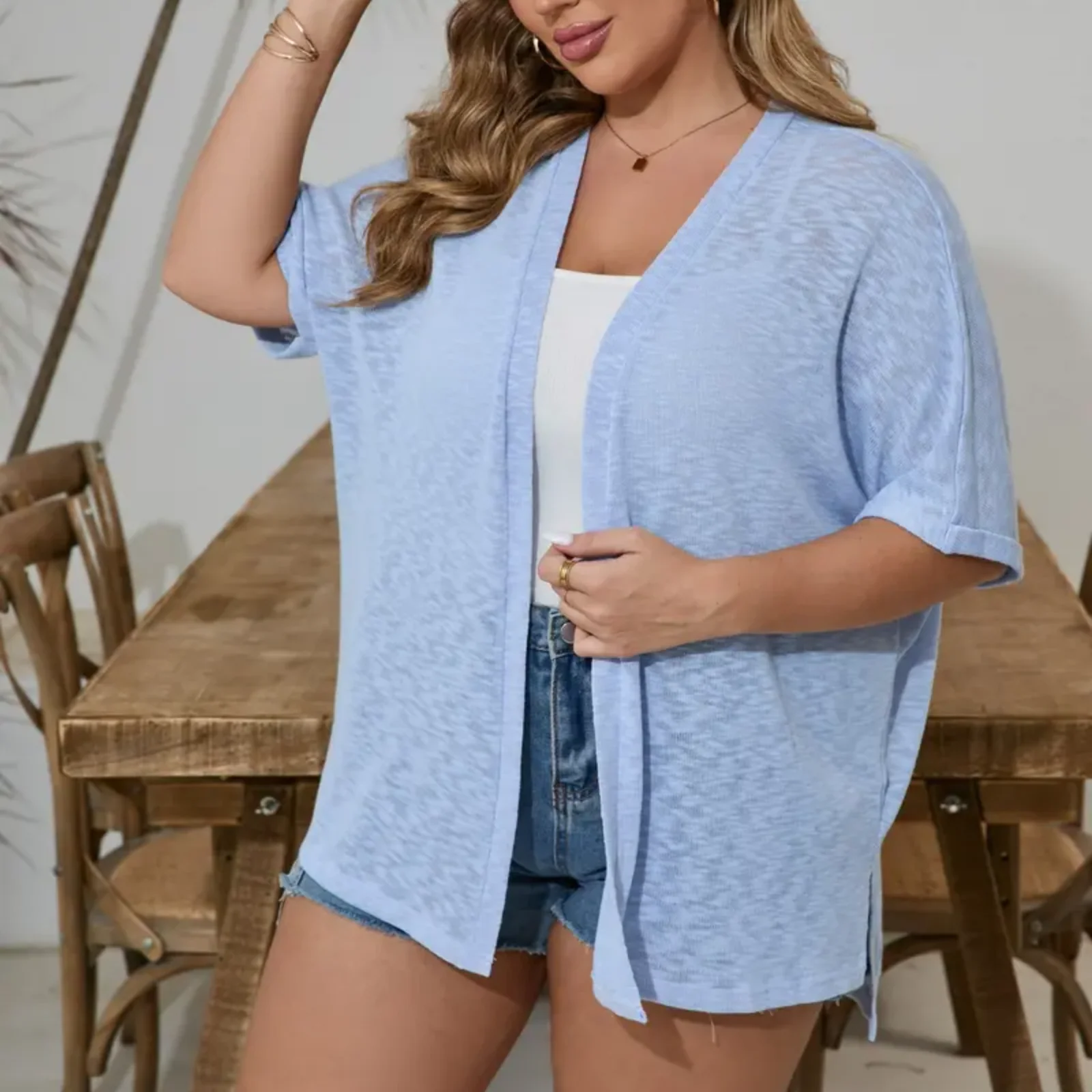 Short-sleeved casual solid coat - Image 5