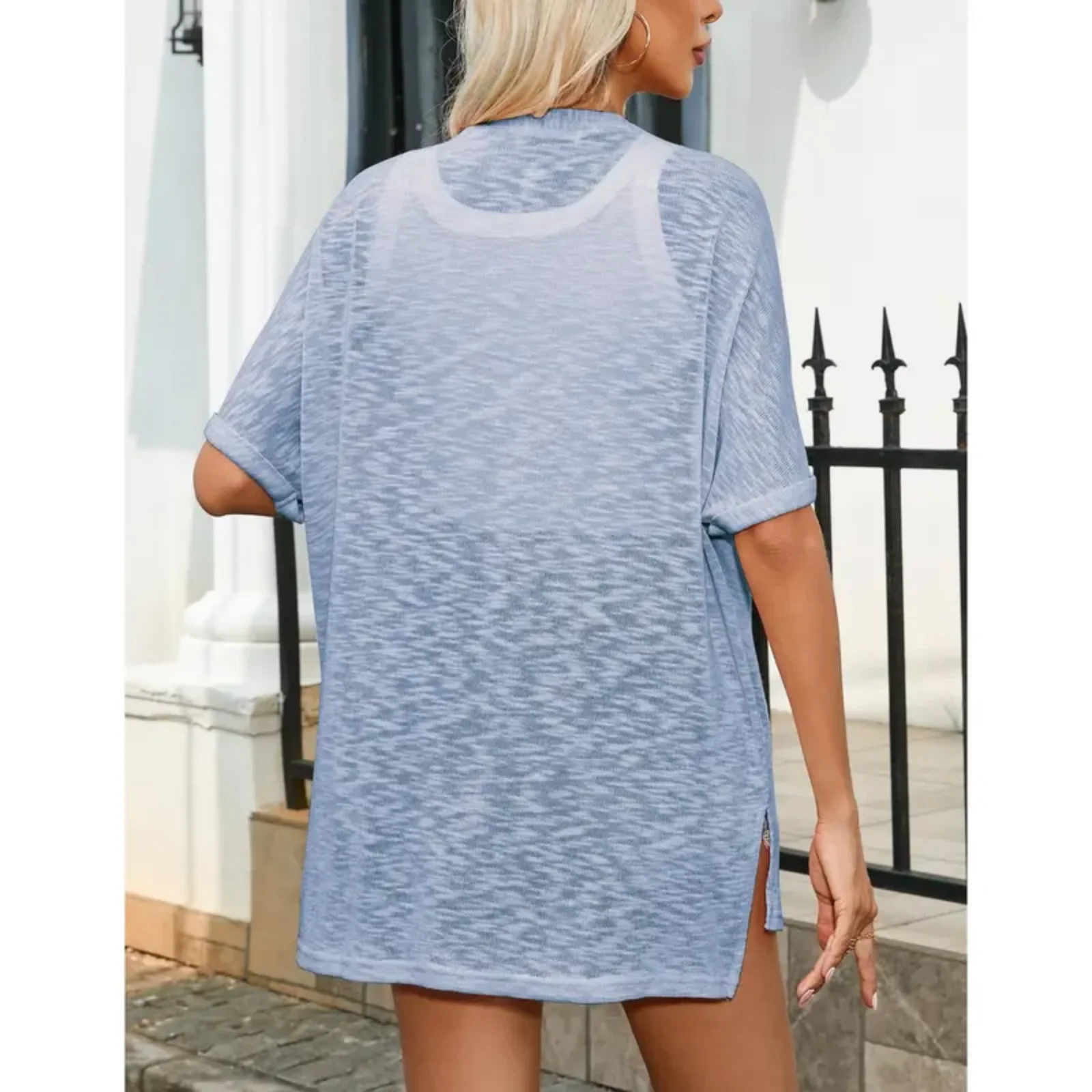 Short-sleeved casual solid coat - Image 6