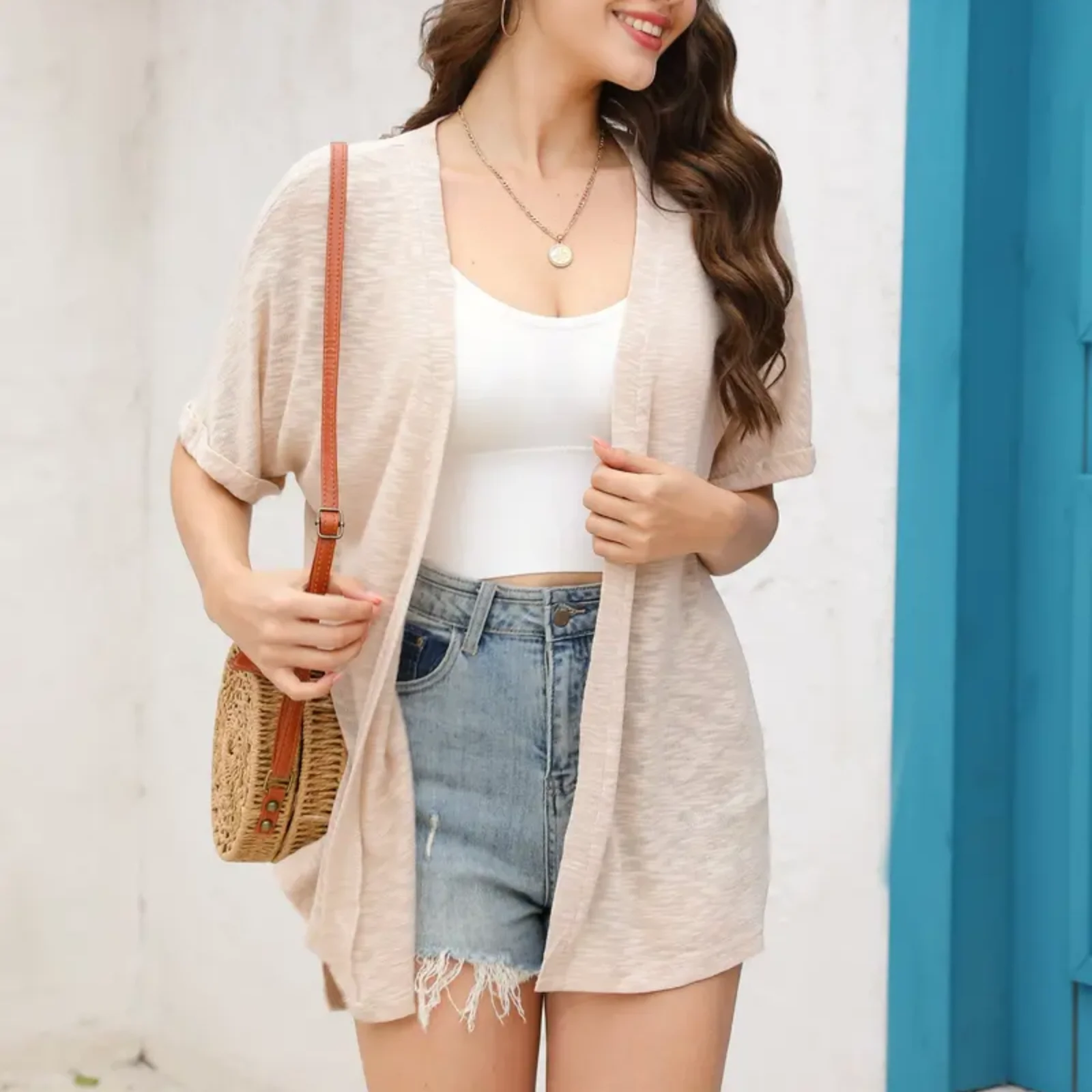 Short-sleeved casual solid coat - Image 8