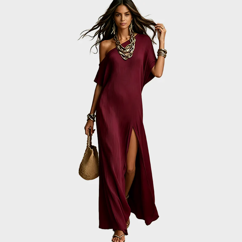 Slash Shoulder Slit Dress - Image 7