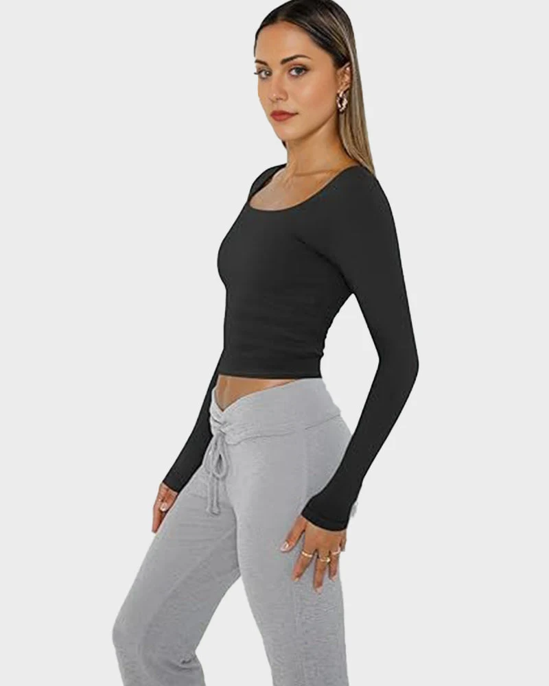 Slim-Fit Square-Neck Crop Top - Image 2