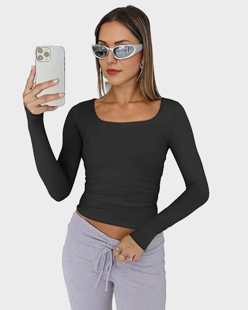Slim-Fit Square-Neck Crop Top - Image 5