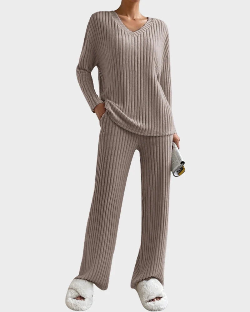 Soft V-Neck Two-Piece Lounge Set - Image 12