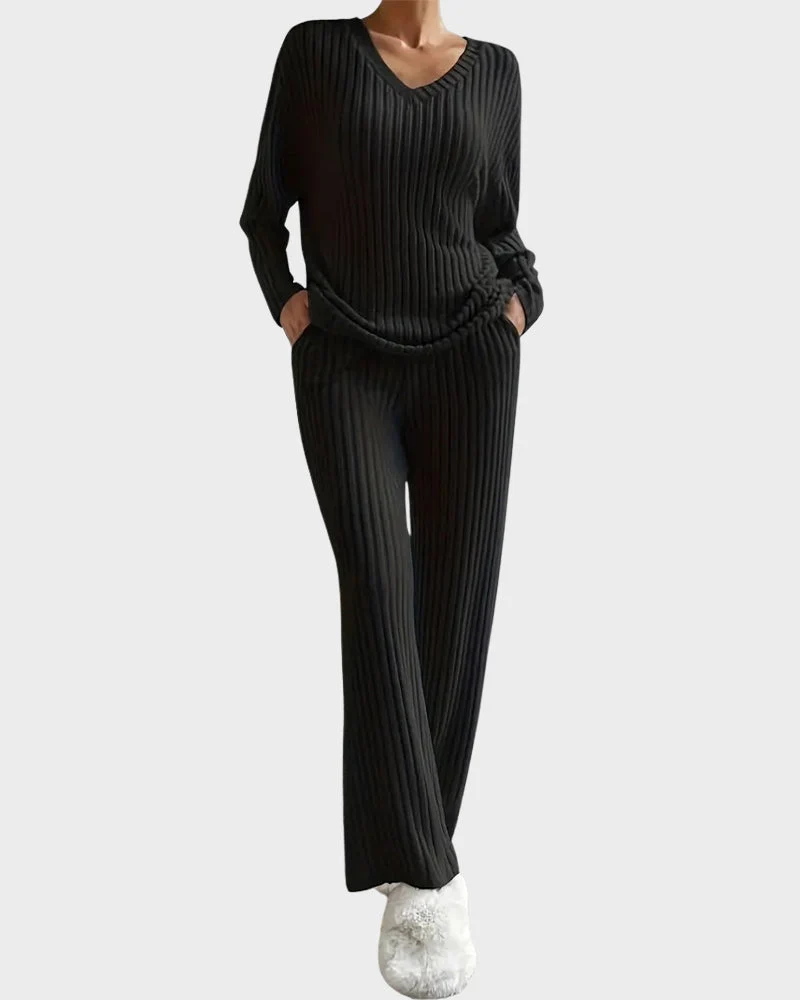 Soft V-Neck Two-Piece Lounge Set - Image 5