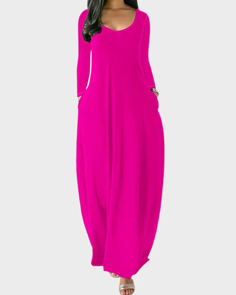 Solid Color Pocket Lounge Dress - Image 4