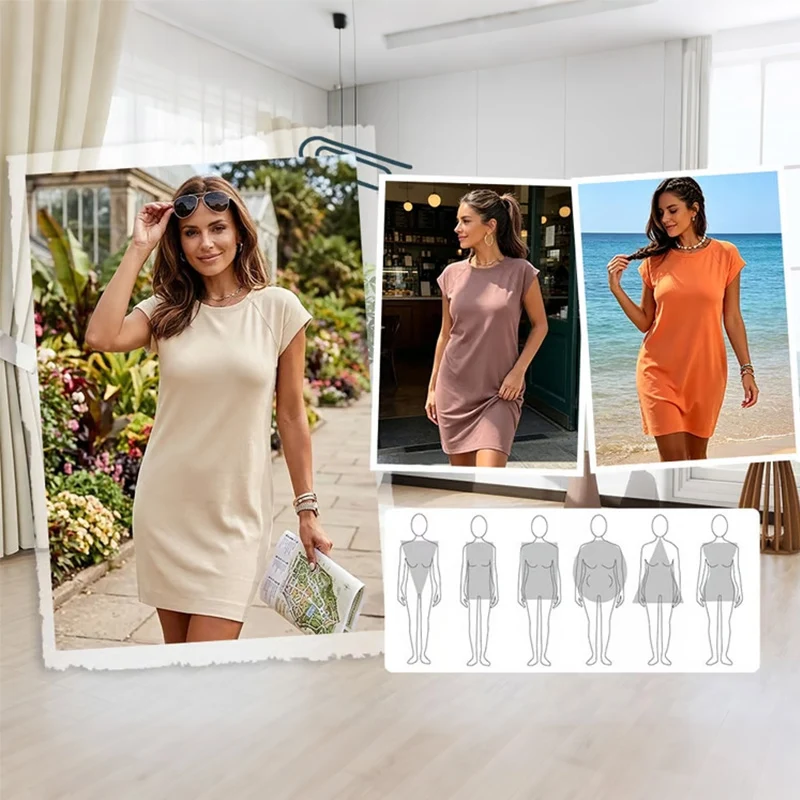 Solid Slim Bodycon Short Sleeve Mini Dress - Image 3