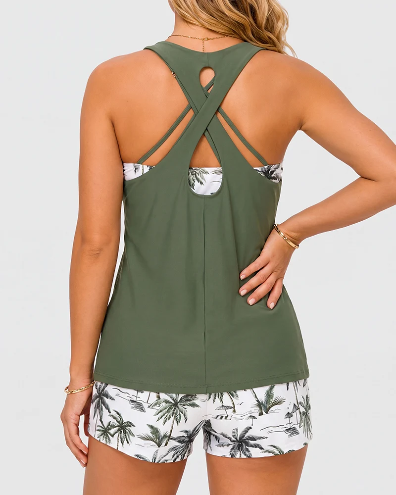 Women's Sporty Tankini Set with Shorts Pockets Athletic Bathing Suit 2026 Modest - Image 16