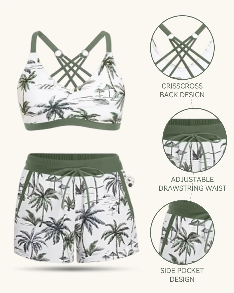 Women's Sporty Tankini Set with Shorts Pockets Athletic Bathing Suit 2026 Modest - Image 4