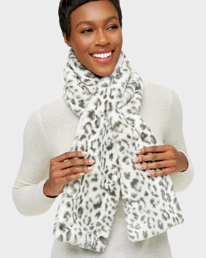 Faux Fur Pull-Through Scarf with Zipper Pocket