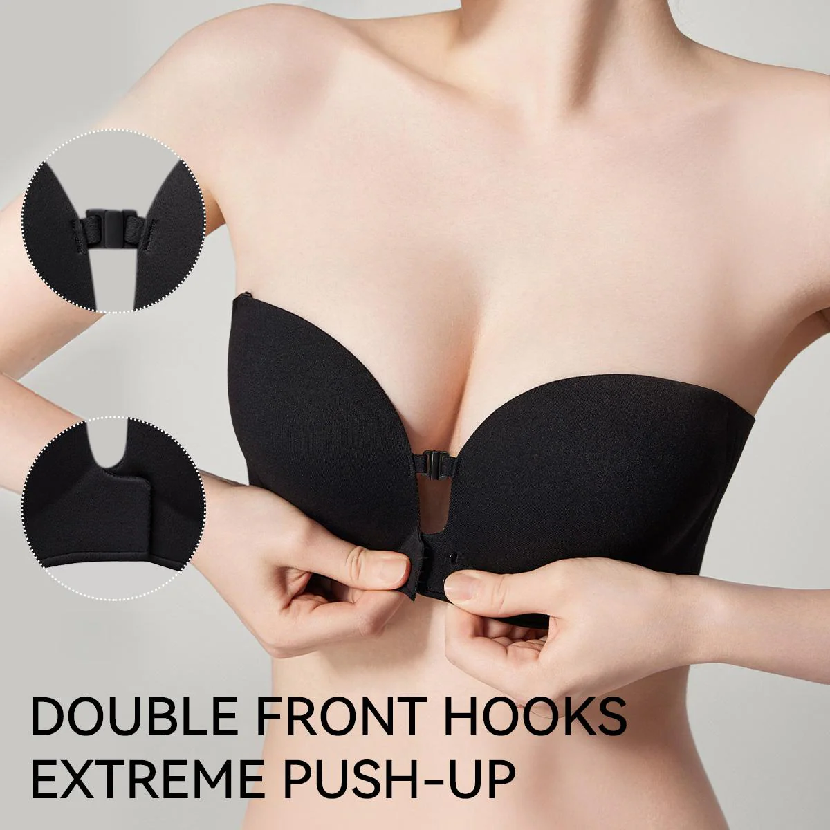 Strapless Front Closure Bra Wireless Push Up Padded Non Slip Tube Jelly Bra - Image 8