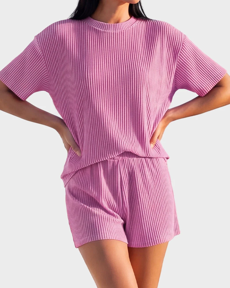 Summer Rib Knit Two-Piece Loungewear Set - Image 20