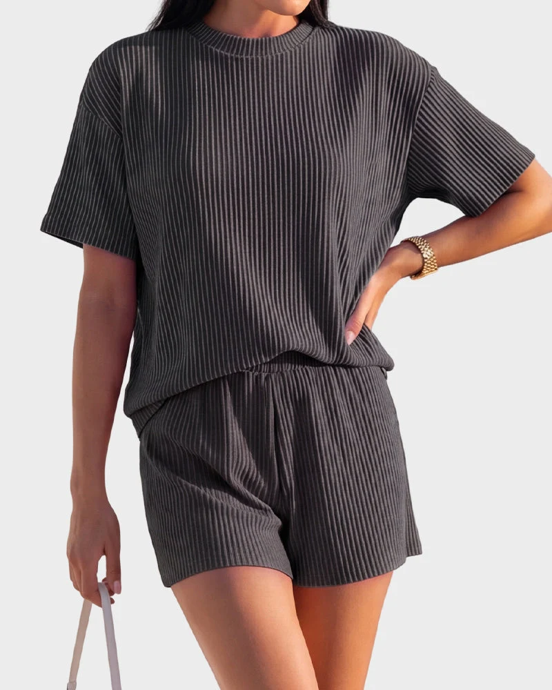 Summer Rib Knit Two-Piece Loungewear Set - Image 21
