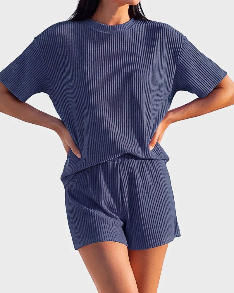 Summer Rib Knit Two-Piece Loungewear Set - Image 23