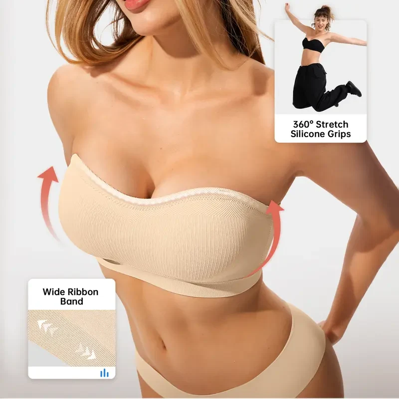Non-Slip Bandeau Seamless Wireless Strapless Bra - Image 2