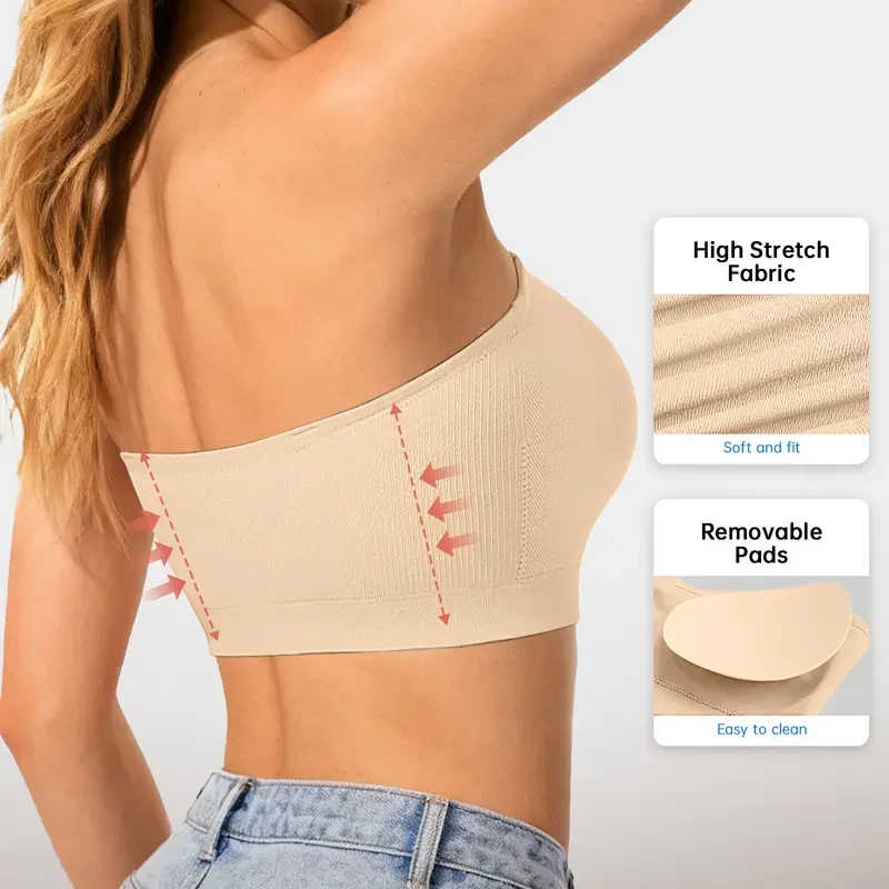 Non-Slip Bandeau Seamless Wireless Strapless Bra - Image 3