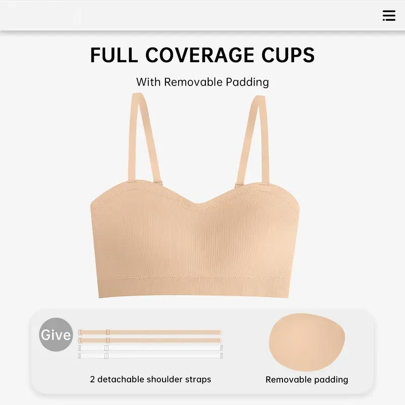 Non-Slip Bandeau Seamless Wireless Strapless Bra - Image 4