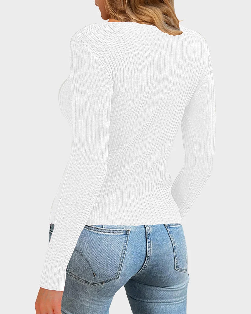 Twist Front Cutout Knit Sweater - Image 10
