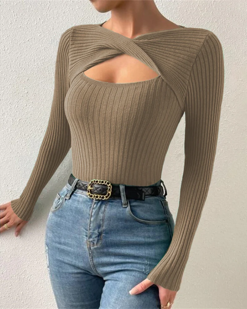 Twist Front Cutout Knit Sweater - Image 12