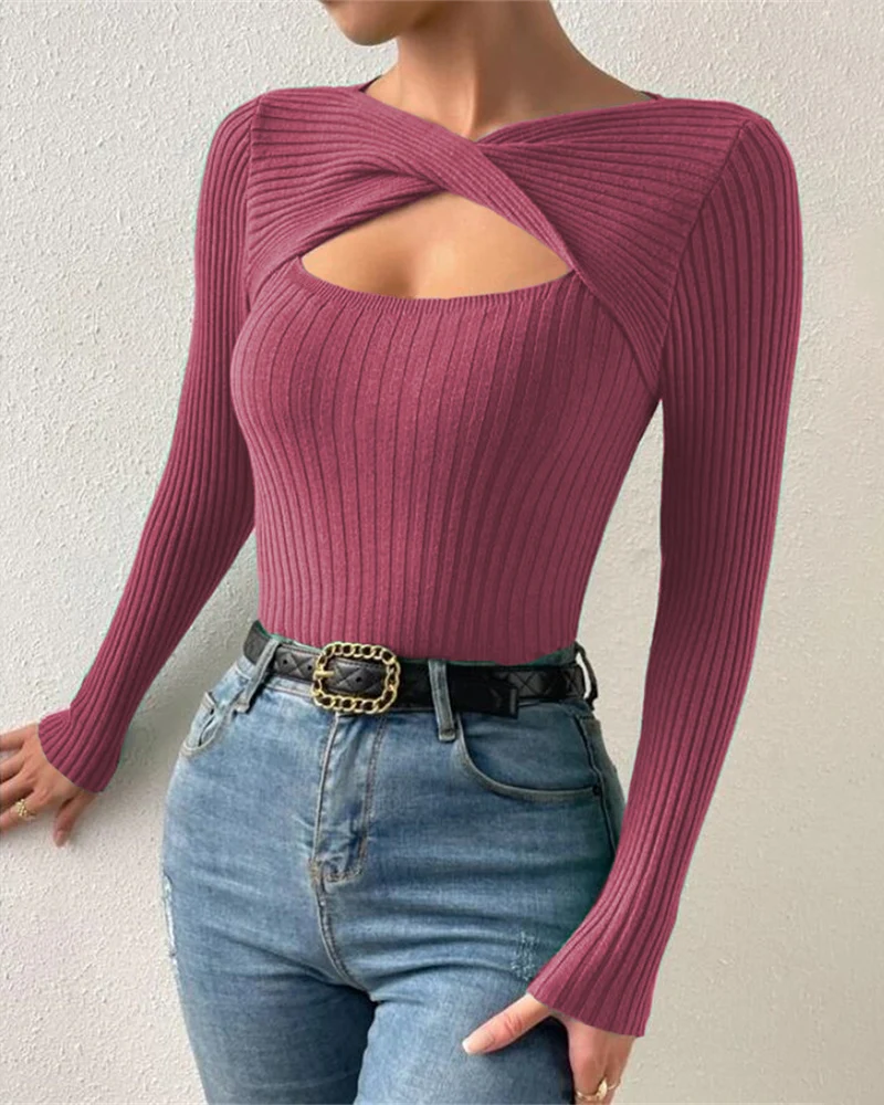 Twist Front Cutout Knit Sweater - Image 22