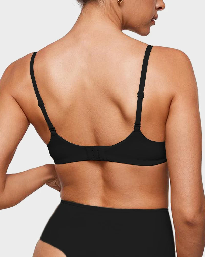 Unlined Plunge Balconette Bra with Underwire - Image 2