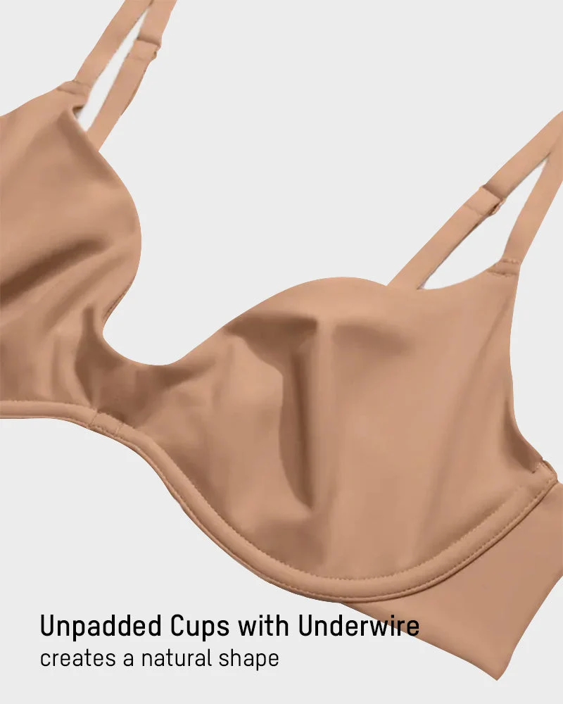 Unlined Plunge Balconette Bra with Underwire - Image 9