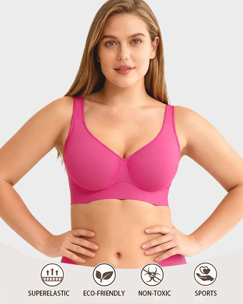 Wide Shoulder Strap Wireless T-Shirt Bra - Image 5