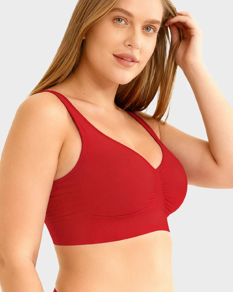 Wide Shoulder Strap Wireless T-Shirt Bra - Image 7