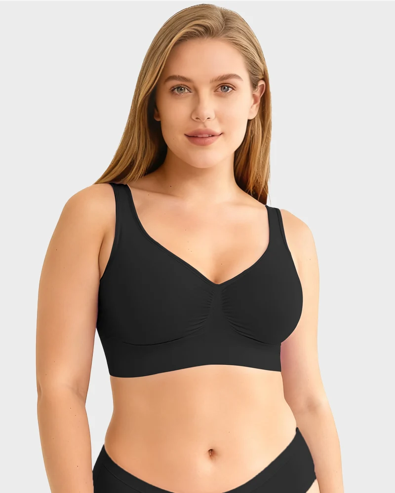 Wide Shoulder Strap Wireless T-Shirt Bra - Image 9