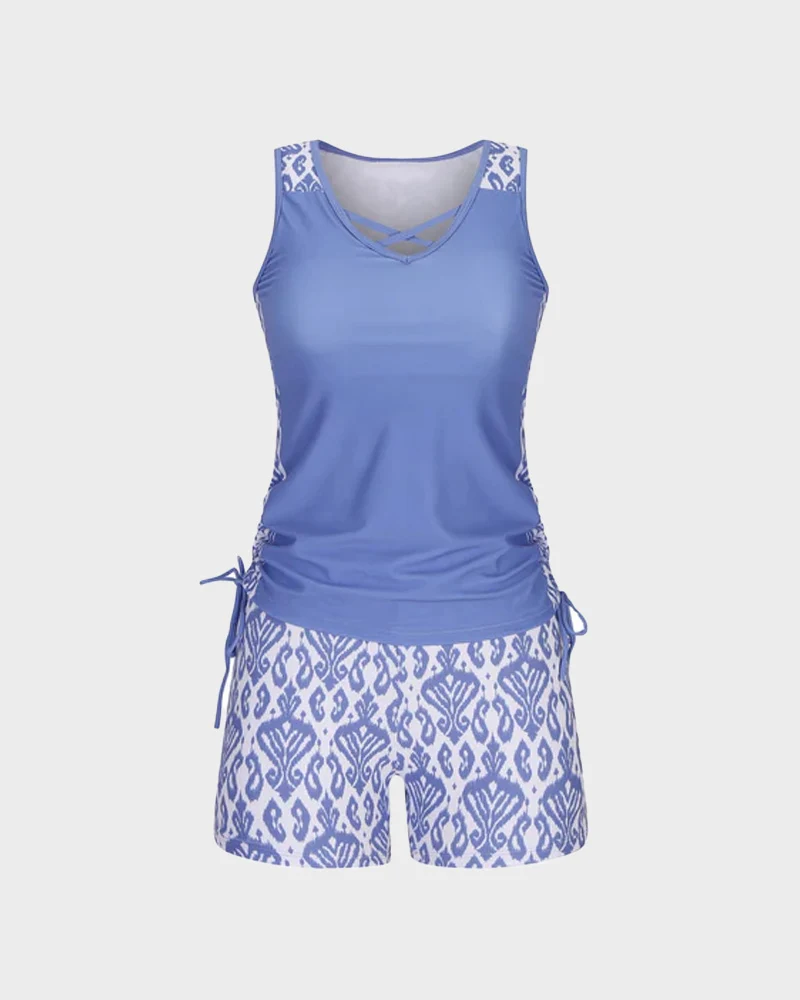 ⏰LAST DAY 50% OFF - Miraclesuit Women's Tummy Control Tankini Set with Built-In Bra – Flattering Boho Swimwear with Shorts - Image 11