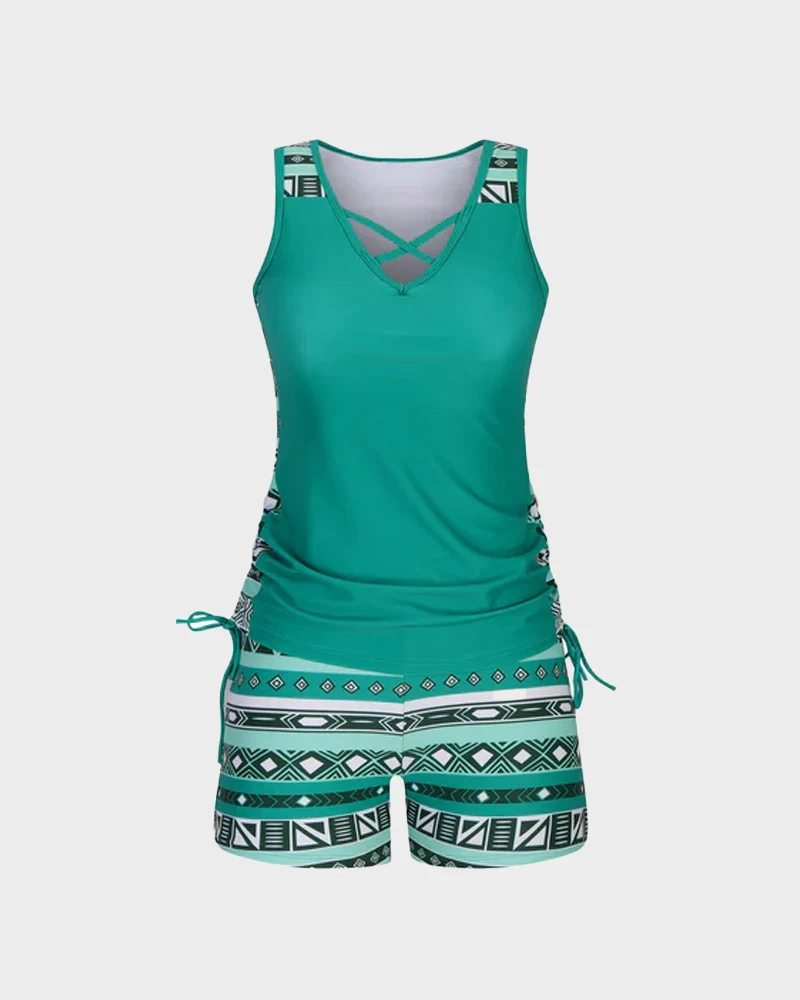 ⏰LAST DAY 50% OFF - Miraclesuit Women's Tummy Control Tankini Set with Built-In Bra – Flattering Boho Swimwear with Shorts - Image 13