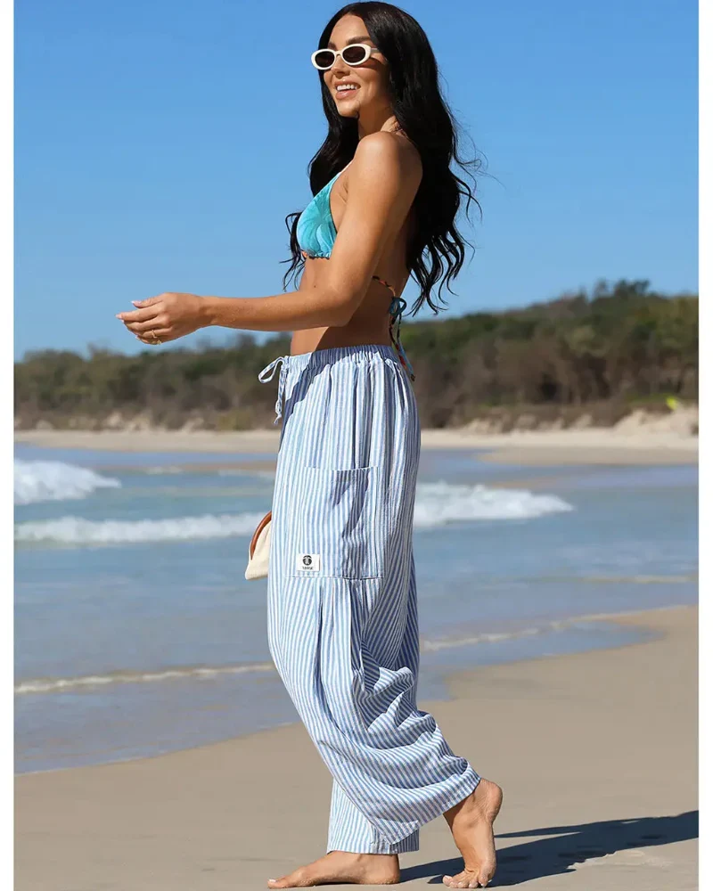 Women’s Loose Plaid Wide Leg Pants with Pockets - Image 16